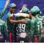 வங்கதேச வீரர்கள் கொண்டாட்டம் மற்றும் நஹித் ராணா விக்கெட் எடுத்த காட்சி