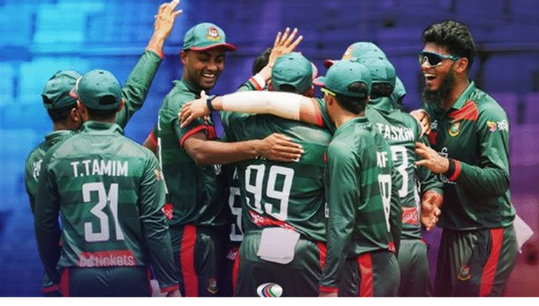 வங்கதேச வீரர்கள் கொண்டாட்டம் மற்றும் நஹித் ராணா விக்கெட் எடுத்த காட்சி