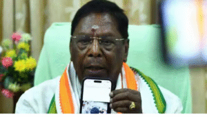 புதுச்சேரி அமைச்சர் பதவி பேரம் குறித்து குற்றம்சாட்டிய முன்னாள் முதல்வர் நாராயணசாமி தொடர்பான செய்தி.