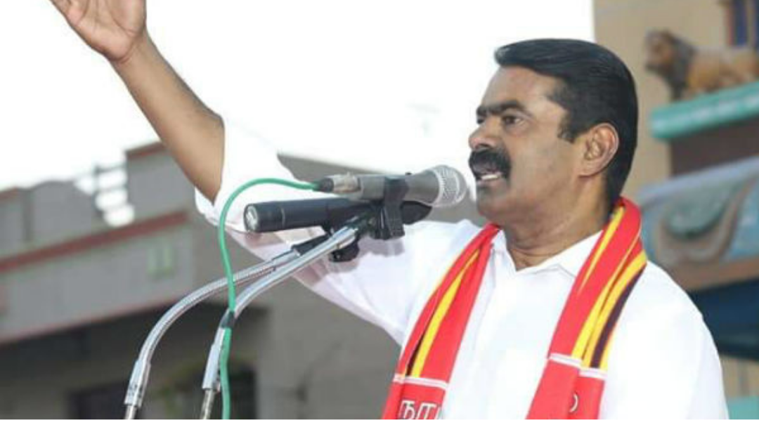 சென்னையில் நிகழ்ச்சியில் உரையாற்றும் நாம் தமிழர் கட்சி தலைமை ஒருங்கிணைப்பாளர் சீமான்