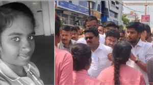 செவிலியர் மாணவி உயிரிழப்பை கண்டித்து திருச்சி அரசு மருத்துவமனை முன்பு போராட்டத்தில் ஈடுபட்ட உறவினர்கள் மற்றும் மாணவிகள்