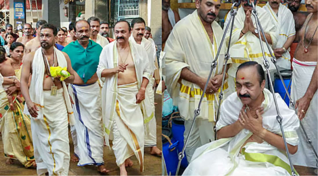 குருவாயூர் கிருஷ்ணர் கோவிலில் சுவாமி தரிசனம் செய்த கேரள முதல்வர் சதீசன்