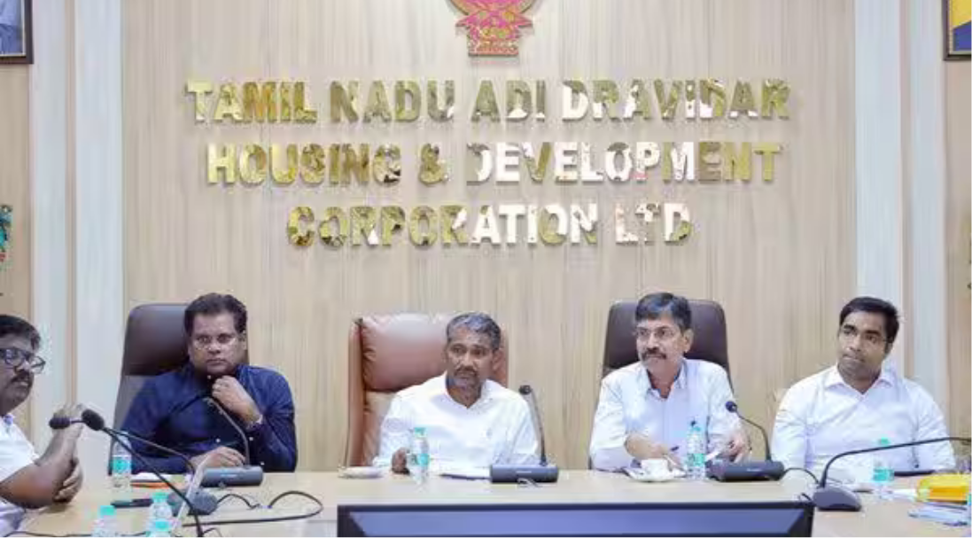 தாட்கோ ஆய்வுக் கூட்டத்தில் பங்கேற்ற அமைச்சர் வன்னி அரசு