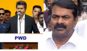தமிழக அரசியல் குறித்து கருத்து தெரிவிக்கும் நாம் தமிழர் கட்சி தலைமை ஒருங்கிணைப்பாளர் சீமான்.