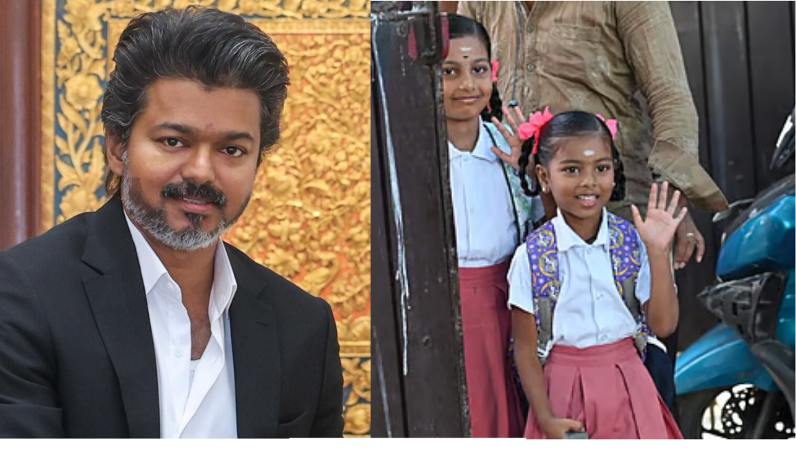 புதிய கல்வியாண்டின் முதல் நாளில் பள்ளிக்கு வரும் மாணவர்களை வரவேற்கும் ஆசிரியர்கள்.