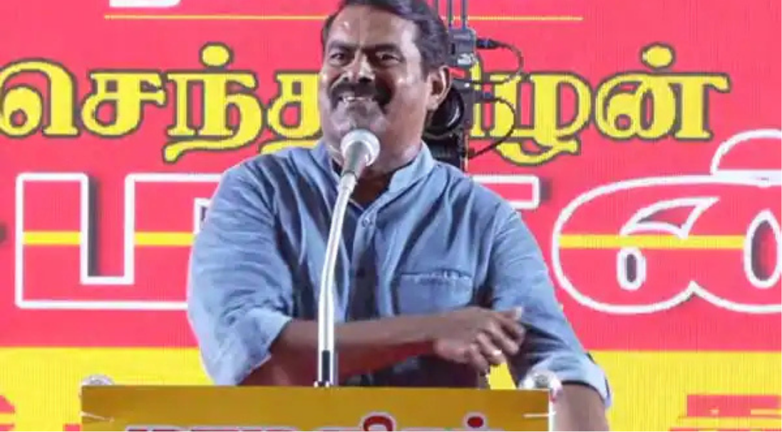 சென்னையில் செய்தியாளர்களிடம் பேசி வரும் நாம் தமிழர் கட்சி தலைமை ஒருங்கிணைப்பாளர் சீமான்.
