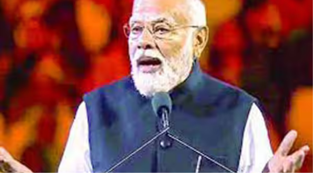பிரான்ஸ் நாட்டின் நீஸ் நகரில் நடைபெற்ற 'பாரத் இன்னோவேட்ஸ்' மாநாட்டில் உரையாற்றும் பிரதமர் நரேந்திர மோடியின் பிரதிநிதித்துவ படம்.