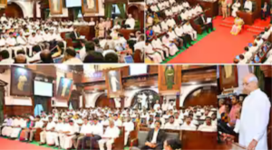 தமிழக சட்டசபையில் கவர்னர் உரையாற்றும் காட்சி.
