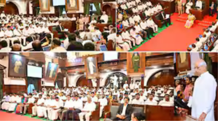 தமிழக சட்டசபையில் கவர்னர் உரையாற்றும் காட்சி.