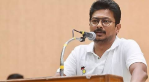 சென்னையில் நடைபெற்ற திமுக நிகழ்ச்சியில் உரையாற்றும் உதயநிதி ஸ்டாலின்.