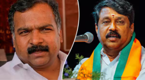 தமிழக பாஜ தலைவர் நயினார் நாகேந்திரன் மற்றும் தமிழக காங்கிரஸ் தலைவர் மாணிக்கம் தாகூர்.