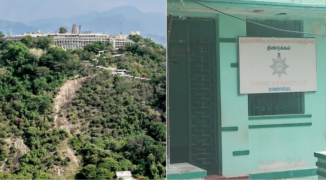 பழநி கோயில் நில மோசடி வழக்கில் சிபிசிஐடி அதிகாரிகள் விசாரணை மேற்கொள்ளும் காட்சி.