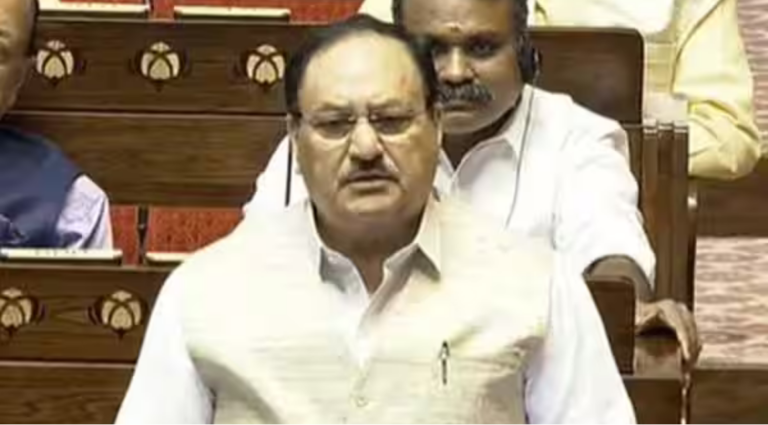 பார்லிமென்டில் எதிர்க்கட்சிகளின் செயல்பாடு குறித்து கருத்து தெரிவிக்கும் மத்திய அமைச்சர் ஜே.பி. நட்டா.