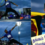 காமன்வெல்த் ஈட்டி எறிதல் போட்டியில் வெள்ளிப் பதக்கம் வென்ற நீரஜ் சோப்ரா மற்றும் வெண்கலப் பதக்கம் வென்ற யஷ் வீர் சிங்.