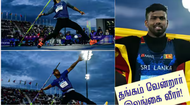 காமன்வெல்த் ஈட்டி எறிதல் போட்டியில் வெள்ளிப் பதக்கம் வென்ற நீரஜ் சோப்ரா மற்றும் வெண்கலப் பதக்கம் வென்ற யஷ் வீர் சிங்.