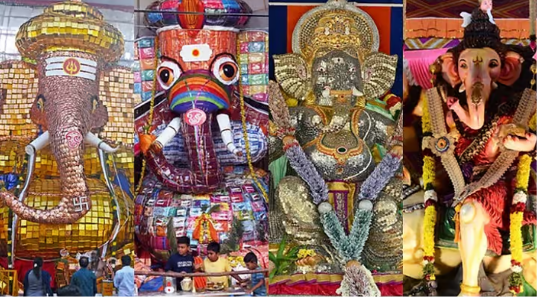 சென்னையில் விநாயகர் சதுர்த்தியையொட்டி அமைக்கப்பட்டுள்ள 42 அடி பிரம்மாண்ட விநாயகர் சிலை