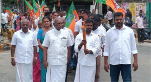 கன்னியாகுமரியில் பாஜக சார்பில் நடைபெற்ற சேவா ஜோதி யாத்திரை