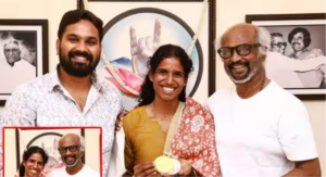 ஆசிய விளையாட்டு வீராங்கனை வித்யா ராம்ராஜை நேரில் சந்தித்து பாராட்டும் நடிகர் ரஜினிகாந்த்
