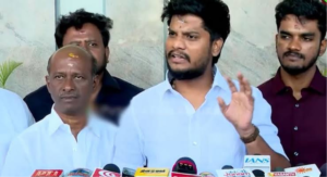 சென்னை திருவல்லிக்கேணி பார்த்தசாரதி திருக்கோவிலில் ஆய்வு மேற்கொண்டபோது கோவில் நிர்வாகம் மற்றும் அரசியல் விமர்சனங்கள் குறித்து செய்தியாளர்களிடம் பேசிய அமைச்சர் ரமேஷ்.
