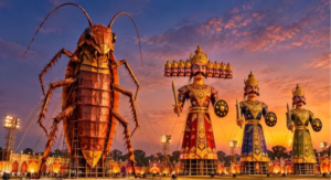 டெல்லி ராம்லீலா தசரா விழாவில் ராவணன் உருவ பொம்மையுடன் 30 அடி உயர கரப்பான்பூச்சி உருவ பொம்மையை எரிக்கத் திட்டமிட்டுள்ள நிகழ்ச்சி